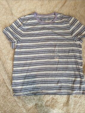 GAP Lavender and Navy Striped Crewneck Tee